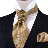 Silver Paisley Ascot Tie - Elegant Gatsby Wedding Accessory Tie Set Luxurious Weddings
