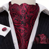 Silver Paisley Ascot Tie - Elegant Gatsby Wedding Accessory Tie Set Luxurious Weddings