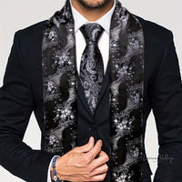 Elegant Satin Scarf & Necktie Set for Men - 100% Polyester, Woven Details Silk Scarf Luxurious Weddings