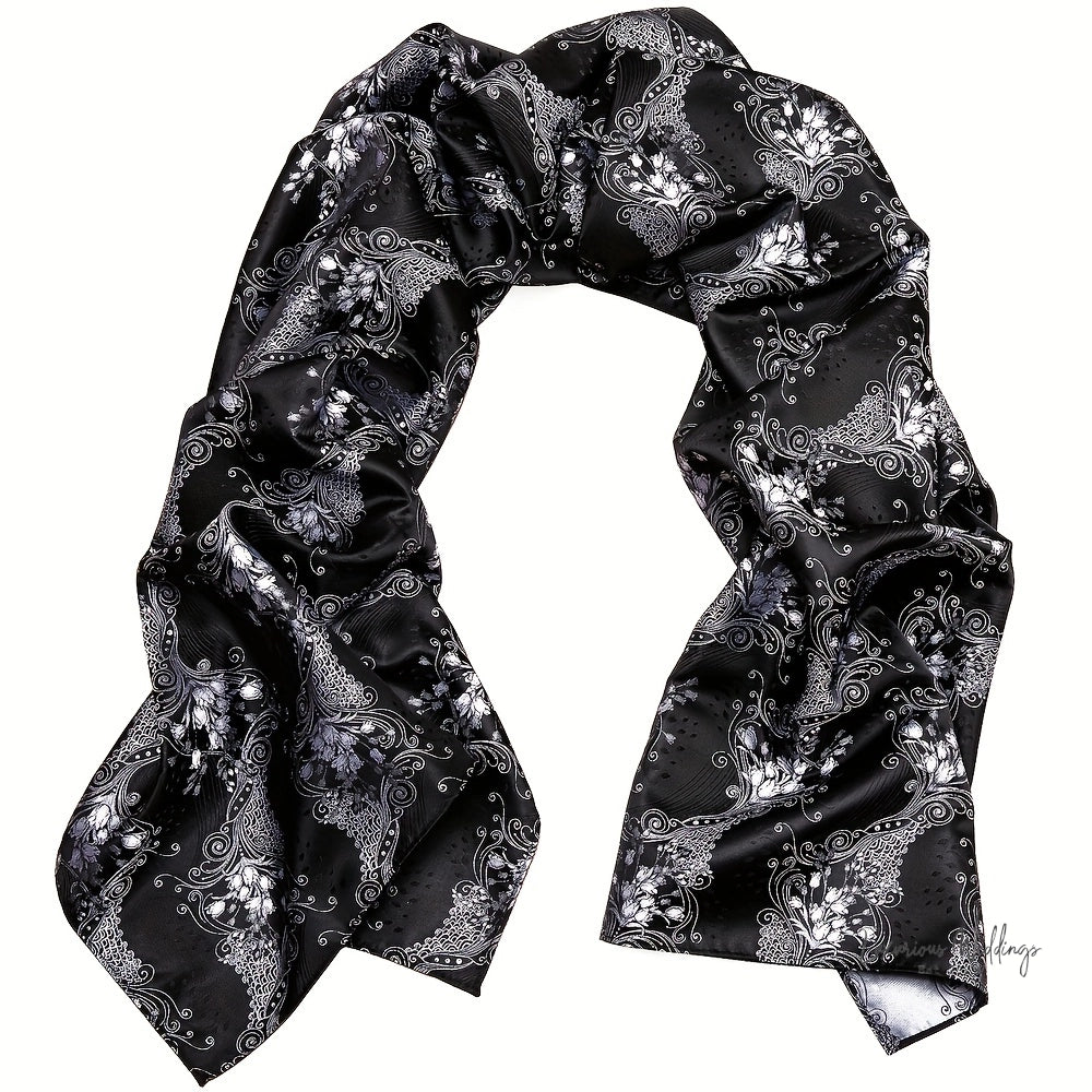Elegant Satin Scarf & Necktie Set for Men - 100% Polyester, Woven Details Silk Scarf Luxurious Weddings