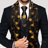 Elegant Satin Scarf & Necktie Set for Men - 100% Polyester, Woven Details Silk Scarf Luxurious Weddings