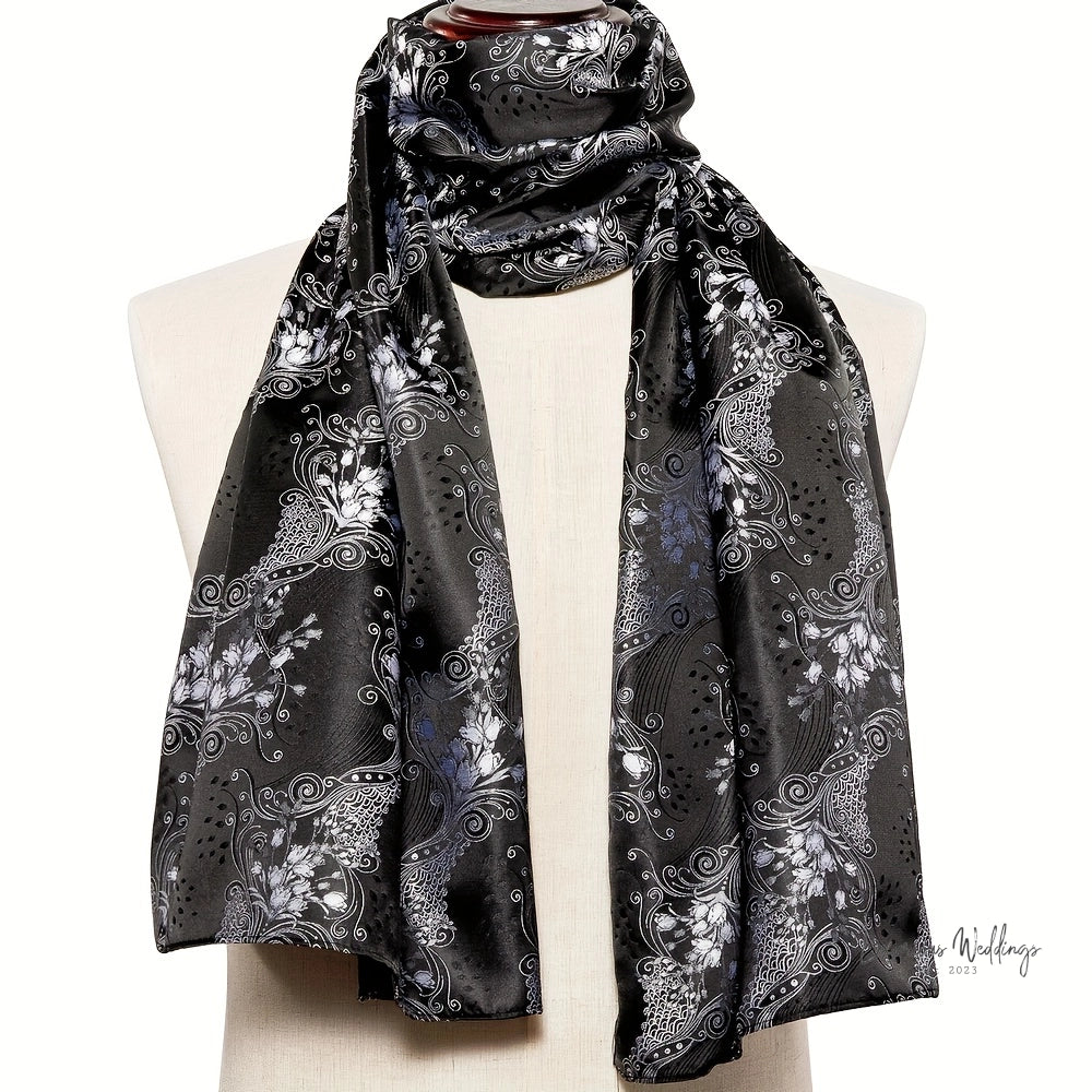Elegant Satin Scarf & Necktie Set for Men - 100% Polyester, Woven Details Silk Scarf Luxurious Weddings