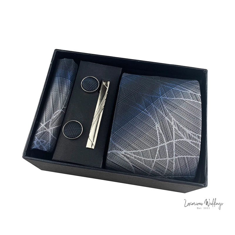 Men's Paisley Tie Gift Set - 5 Pc with Cufflinks & Scarf Tie Set Luxurious Weddings