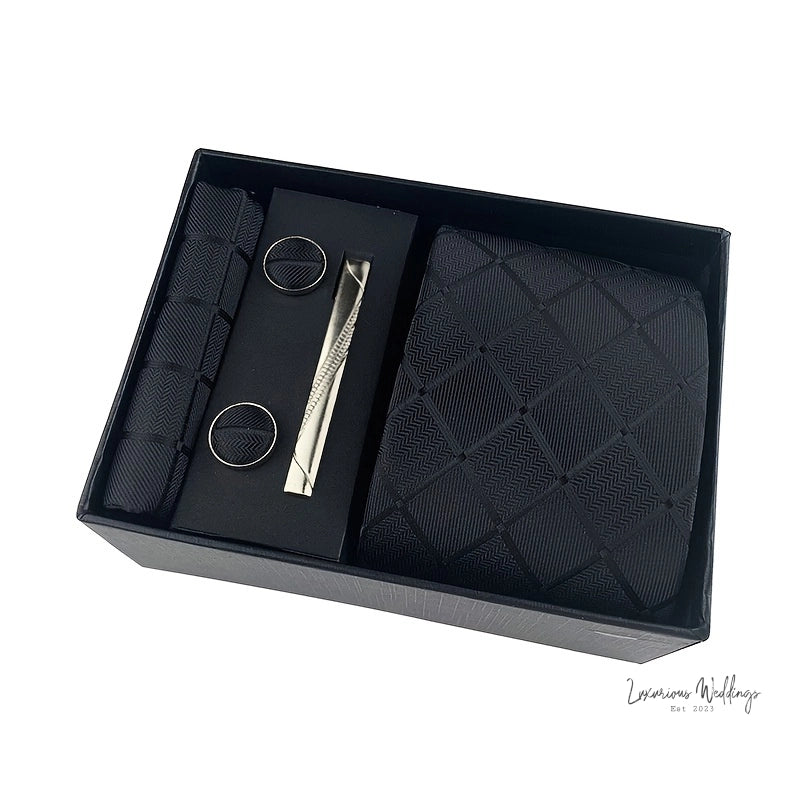 Men's Paisley Tie Gift Set - 5 Pc with Cufflinks & Scarf Tie Set Luxurious Weddings