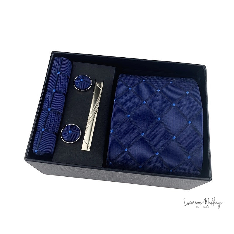 Men's Paisley Tie Gift Set - 5 Pc with Cufflinks & Scarf Tie Set Luxurious Weddings