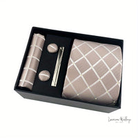 Men's Paisley Tie Gift Set - 5 Pc with Cufflinks & Scarf Tie Set Luxurious Weddings