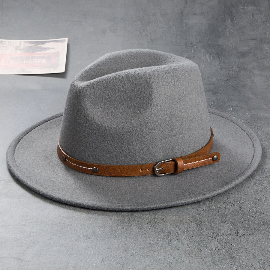 Vintage Wool Top Hat with Leather Buckle -Wedding Accessories Hats Luxurious Weddings