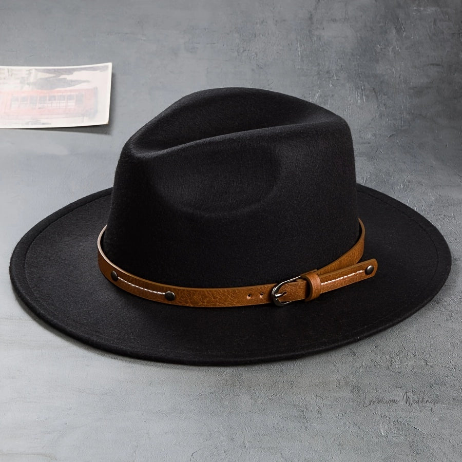 Vintage Wool Top Hat with Leather Buckle -Wedding Accessories Hats Luxurious Weddings