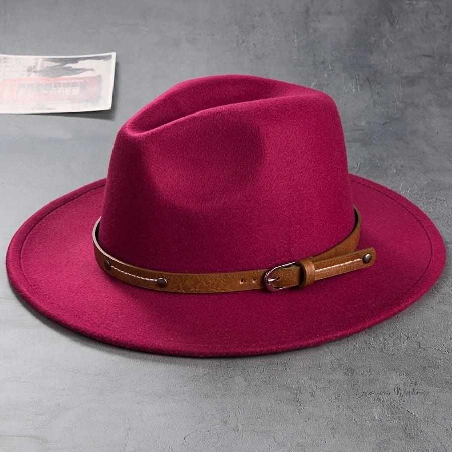 Vintage Wool Top Hat with Leather Buckle -Wedding Accessories Hats Luxurious Weddings