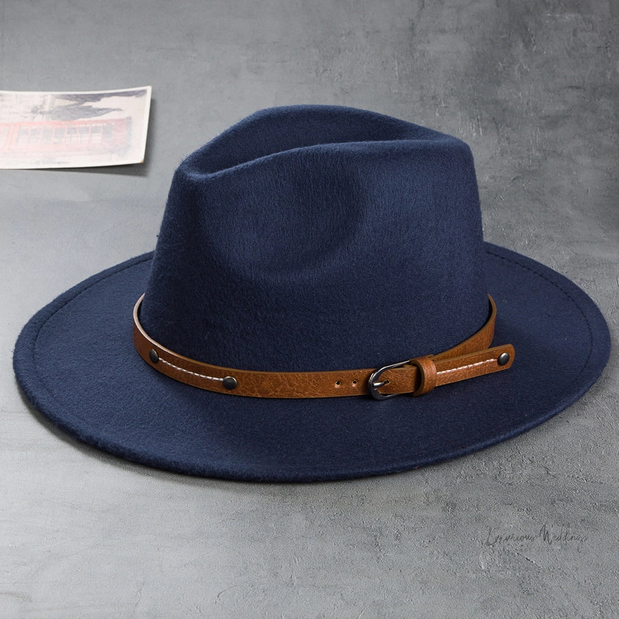 Vintage Wool Top Hat with Leather Buckle -Wedding Accessories Hats Luxurious Weddings