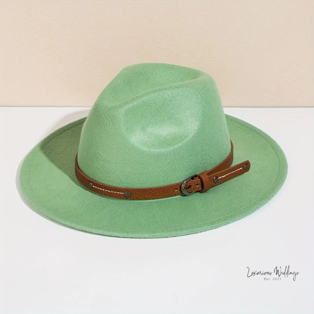 Vintage Wool Top Hat with Leather Buckle -Wedding Accessories Hats Luxurious Weddings