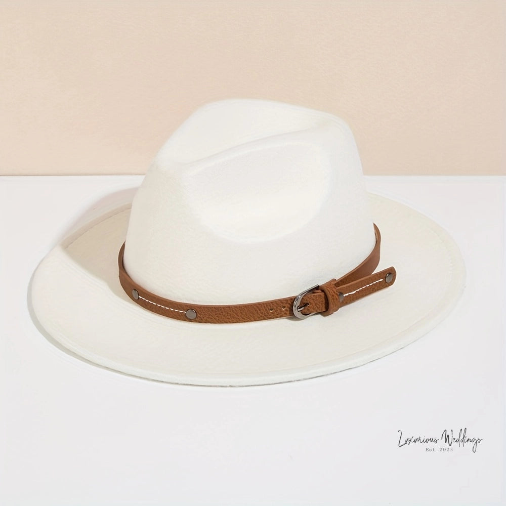 Vintage Wool Top Hat with Leather Buckle -Wedding Accessories Hats Luxurious Weddings
