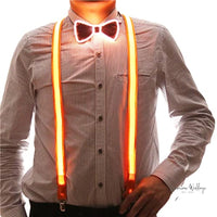 Light Up LED Suspenders and Bow Tie Set - Perfect for Parties and Weddings Supspenders Luxurious Weddings