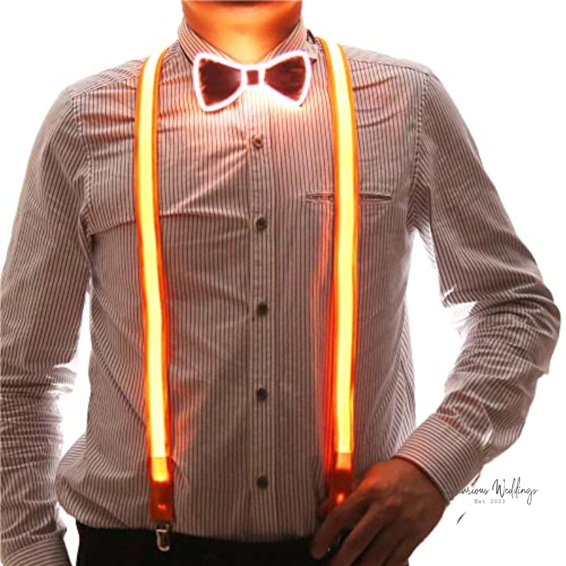 Light Up LED Suspenders and Bow Tie Set - Perfect for Parties and Weddings Supspenders Luxurious Weddings