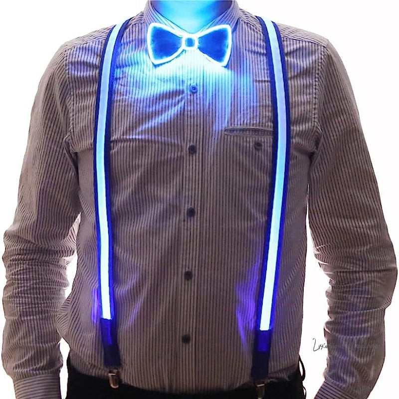 Light Up LED Suspenders and Bow Tie Set - Perfect for Parties and Weddings Supspenders Luxurious Weddings
