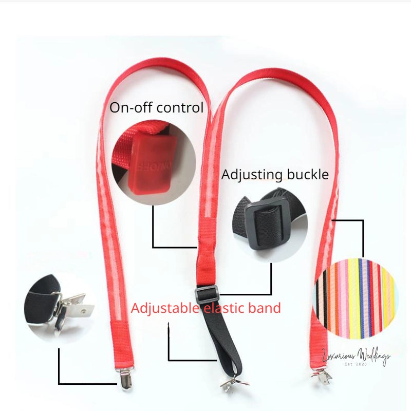 Light Up LED Suspenders and Bow Tie Set - Perfect for Parties and Weddings Supspenders Luxurious Weddings