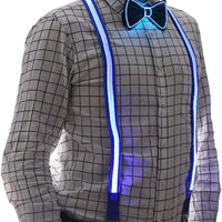 Light Up LED Suspenders and Bow Tie Set - Perfect for Parties and Weddings Supspenders Luxurious Weddings