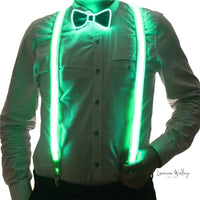 Light Up LED Suspenders and Bow Tie Set - Perfect for Parties and Weddings Supspenders Luxurious Weddings