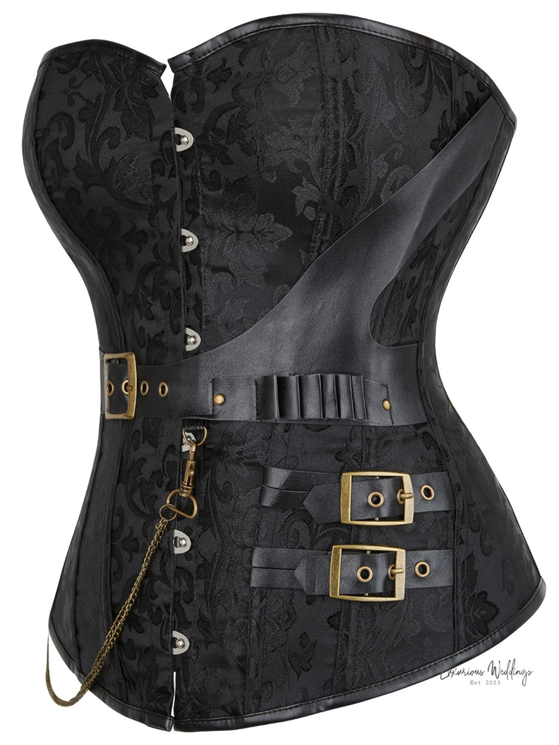 Gothic Steampunk Corset for Plus Size Women - Chain Decor Waist Trainer with Lace Up Design Corset Luxurious Weddings