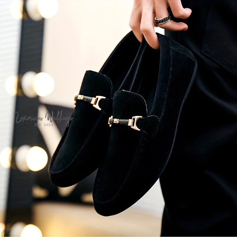 Men's Faux Suede Moccasin Loafers - Comfy Slip-Ons for Spring & Summer Loafers Luxurious Weddings