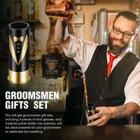 8/16pcs Groomsmen Tuxedo Shot Glasses & Bottle Opener Set gift set Luxurious Weddings