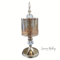 Light Luxury Glass Storage Jar - Golden Crystal with Lid centerpieces Luxurious Weddings