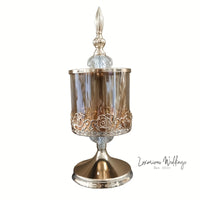 Light Luxury Glass Storage Jar - Golden Crystal with Lid centerpieces Luxurious Weddings