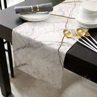 White Gray Marble Table Runner - 13''x72'' Table-Runner Luxurious Weddings