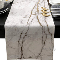 White Gray Marble Table Runner - 13''x72'' Table-Runner Luxurious Weddings