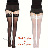 6 Pairs Lace Trim Thigh High Stockings, Luxurious Weddings