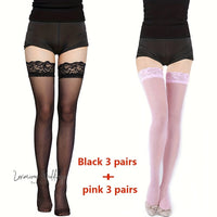 6 Pairs Lace Trim Thigh High Stockings, Luxurious Weddings