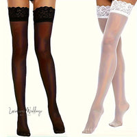 2 Pairs Lace Trim Thigh High Stockings Luxurious Weddings