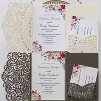 a collage of wedding cards and stationery