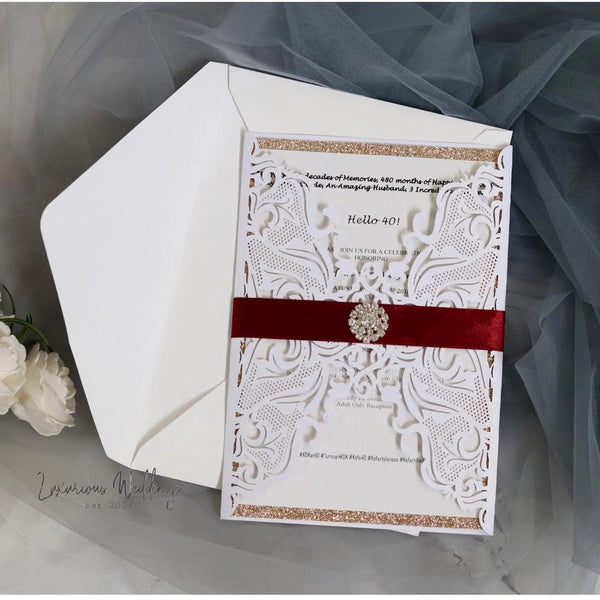 10-Pack Laser Cut Invitations for Formal Events - Luxurious Weddings
