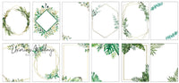a set of four cards with greenery on them