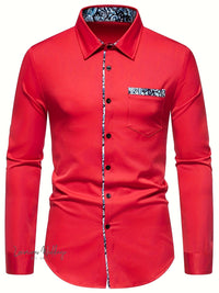 a red shirt with a black and white pattern on the chest