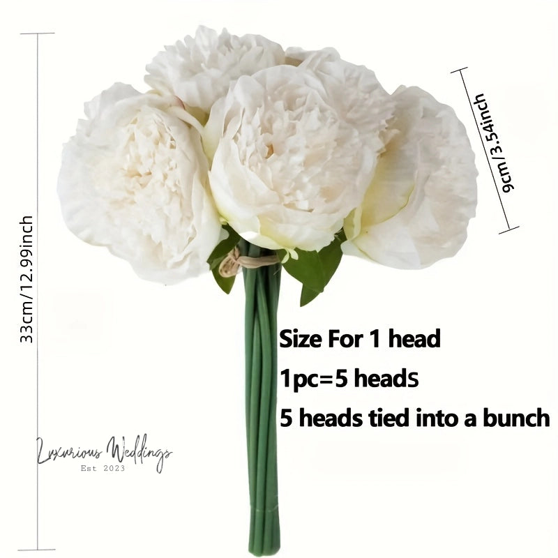 5 Artificial Peonies 1 bunch 5 heads Luxurious Weddings