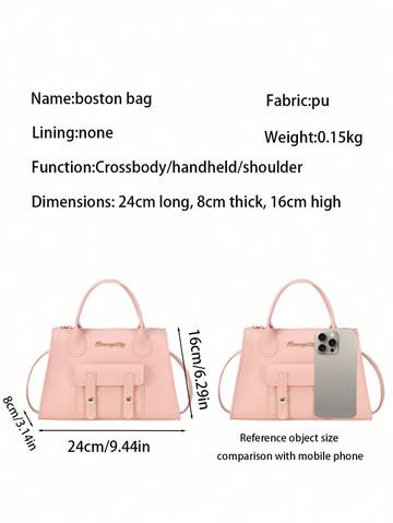 the measurements of a pink purse