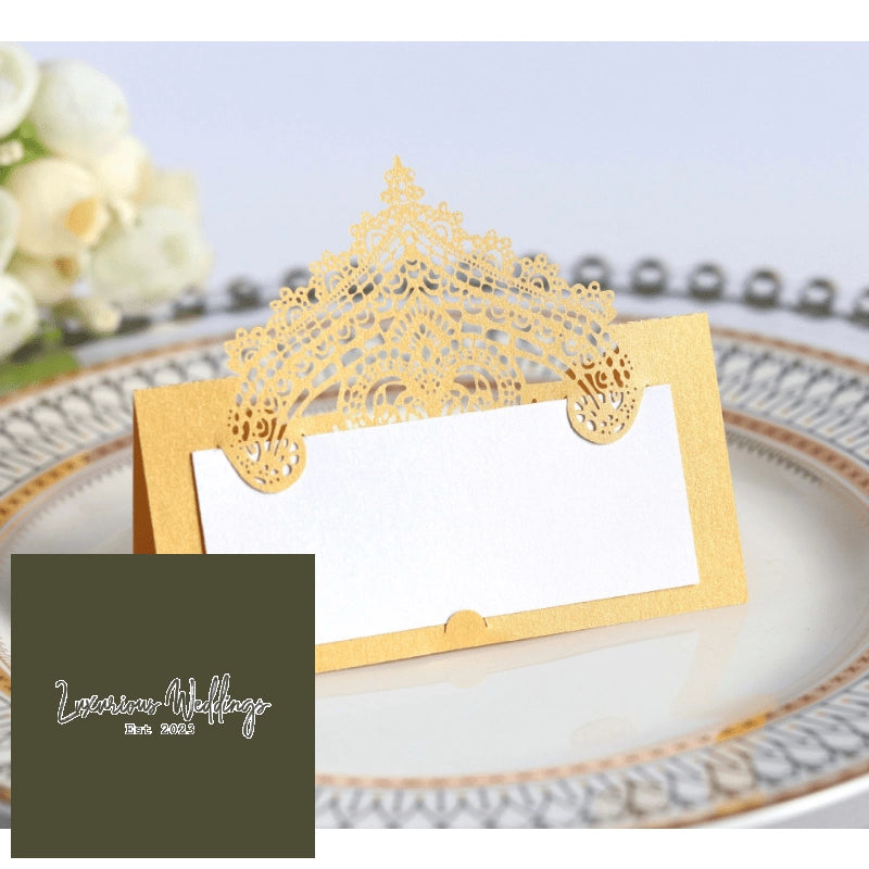 50pcs Lace Place Cards - Ideal for Weddings, Birthdays & Events - Laser Cut Design Place sitting cards Luxurious Weddings