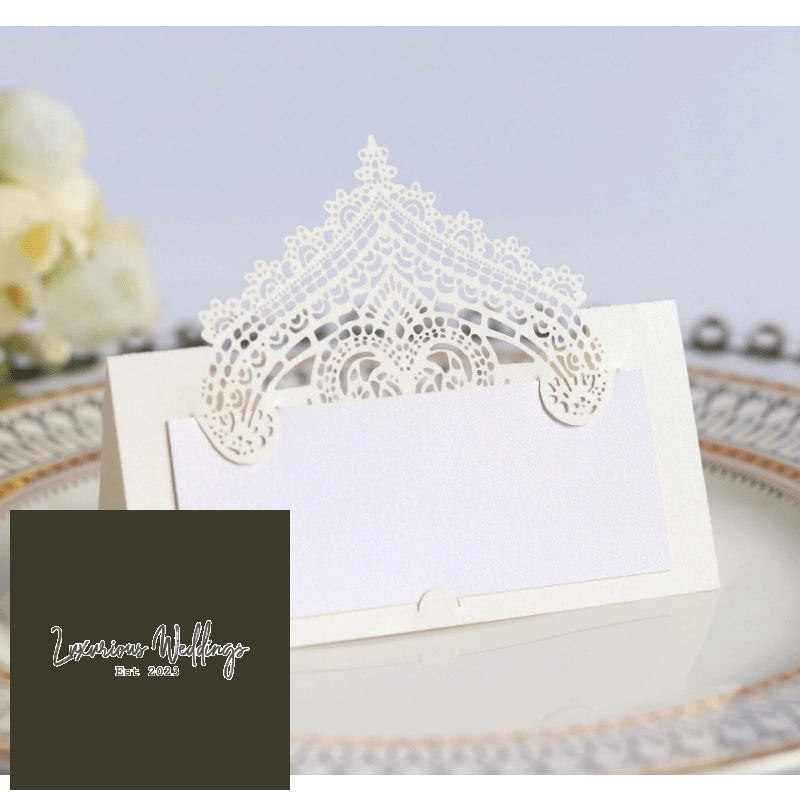 50pcs Lace Place Cards - Ideal for Weddings, Birthdays & Events - Laser Cut Design Place sitting cards Luxurious Weddings