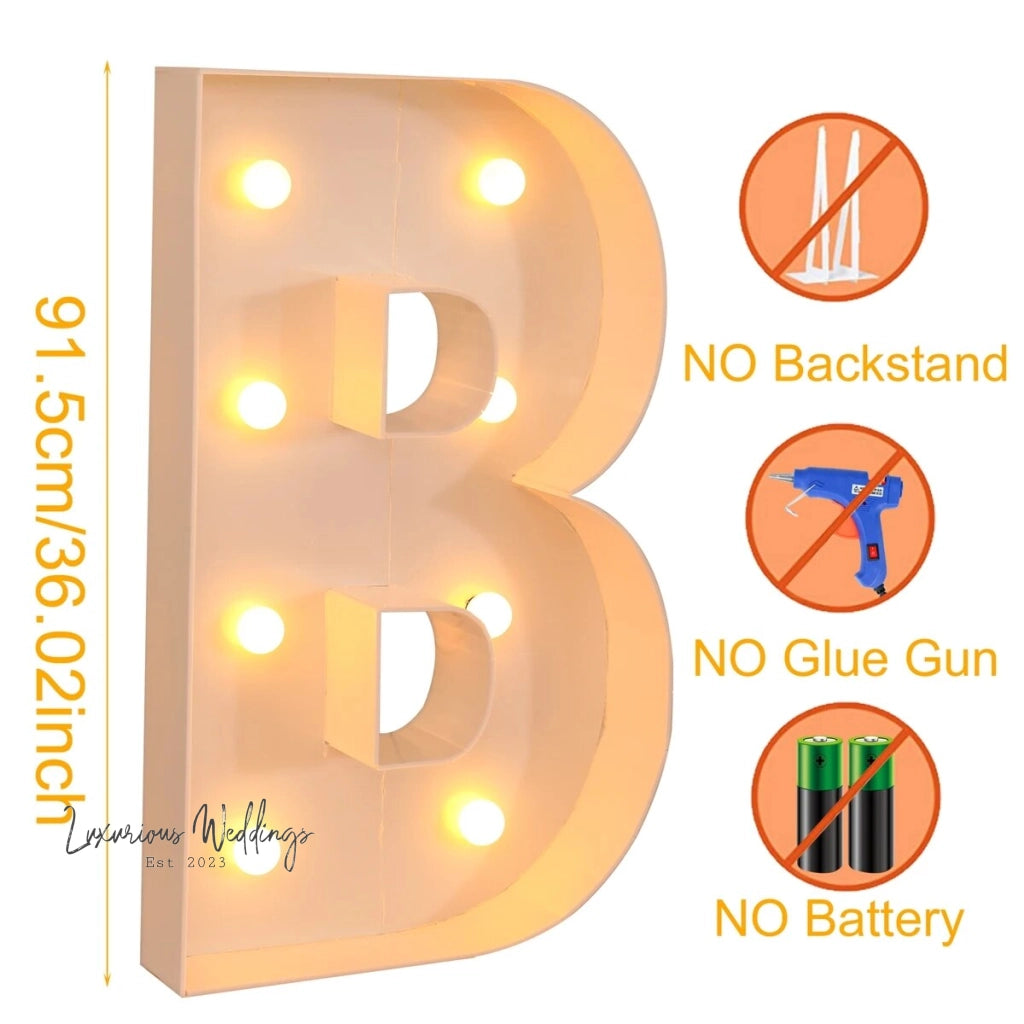 a light up letter b is shown with instructions