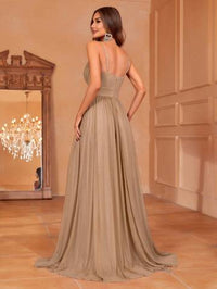 Solid Plunging Neck Sleeveless Cami Dress Bridesmaid Dresses Luxurious Weddings Ball dresses NZ, formal Dresses, Cocktail Dresses, Party Dresses, Evening Dresses