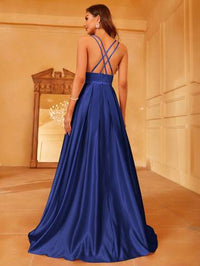 Solid Satin Maxi Cami Bridesmaid Dress Luxurious Weddings