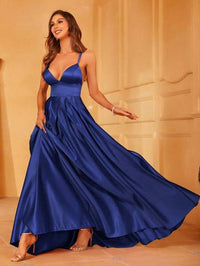 Solid Satin Maxi Cami Bridesmaid Dress Luxurious Weddings