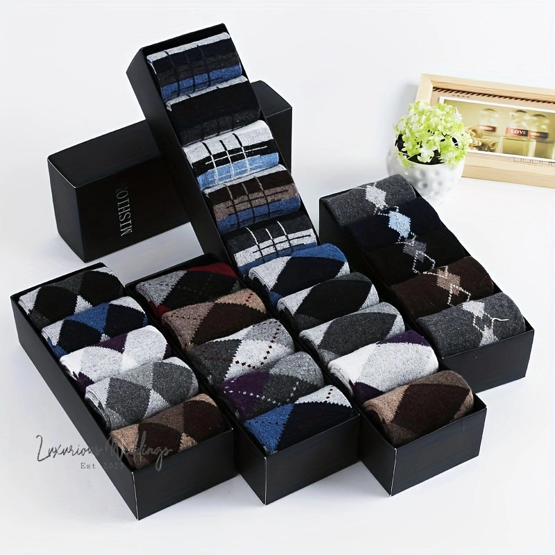 Men's Geometric Pattern Crew Socks Mens socks Luxurious Weddings