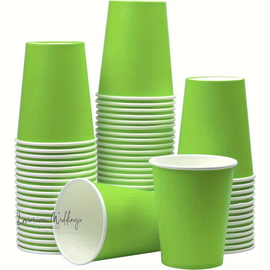 a stack of green cups sitting next to each other