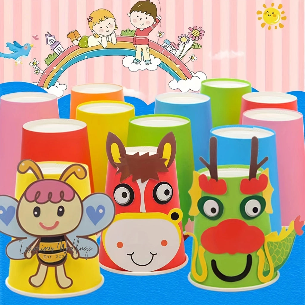 a group of children's party cups sitting on top of a table