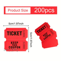 a pair of red ticket labels with the words keep this coupon printed on them