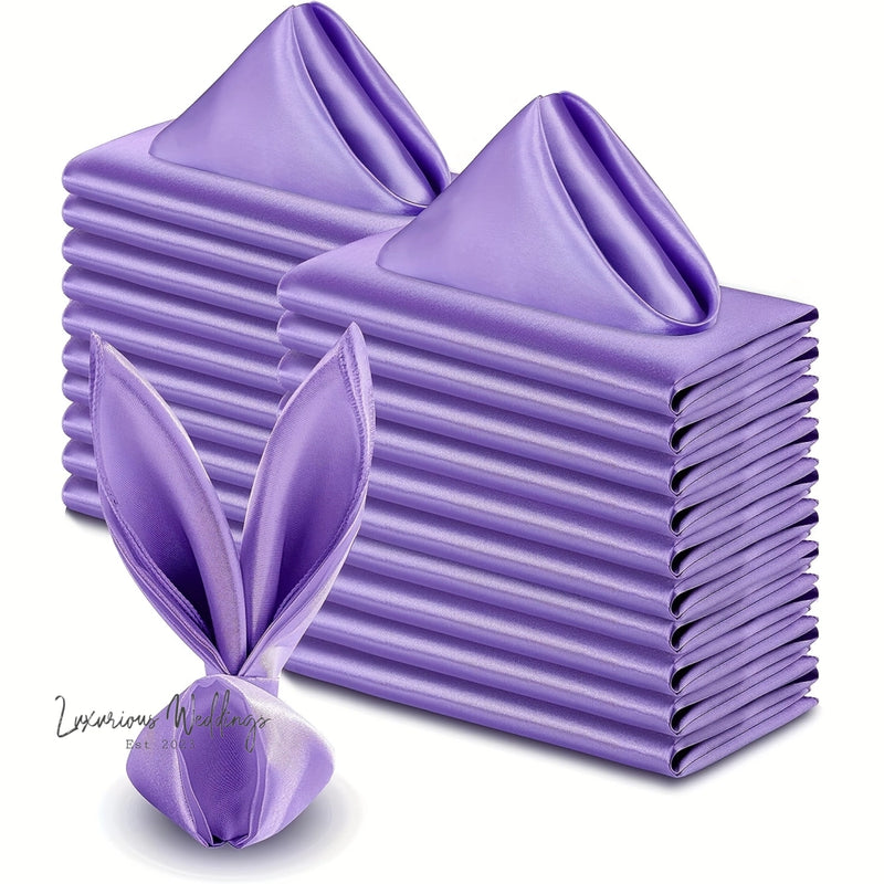 6pcs Light Purple Satin Napkins Napkins Luxurious Weddings