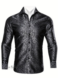 a black shirt with a paisley pattern on it